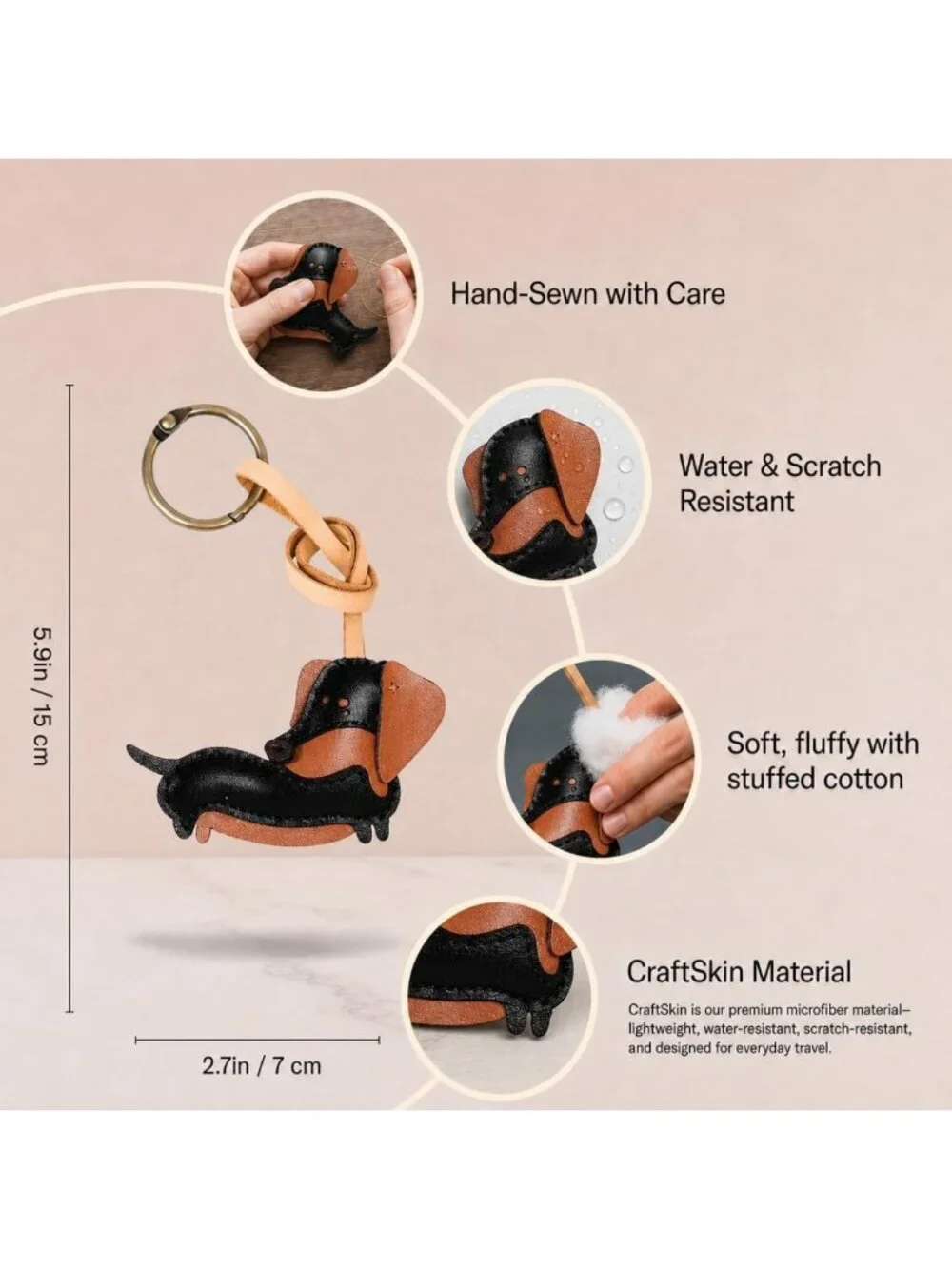 Adorable Leather Dog Bag Charm - Unique Keychain for Purses & Backpacks, Great